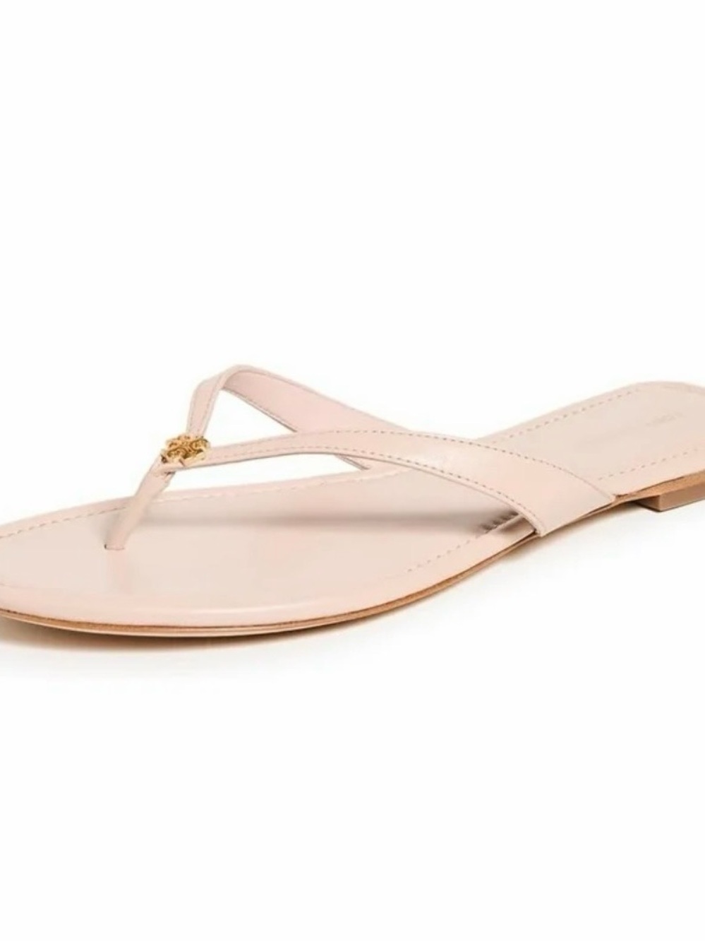 New Tory Burch Blush Pink T-Strap Sandals with Gold Logo Accent 8.5 - Picture 7 of 7